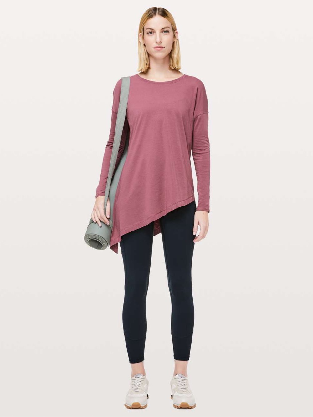 Lululemon Asymmetric Long-Sleeve Draped Top in Dusty Rose